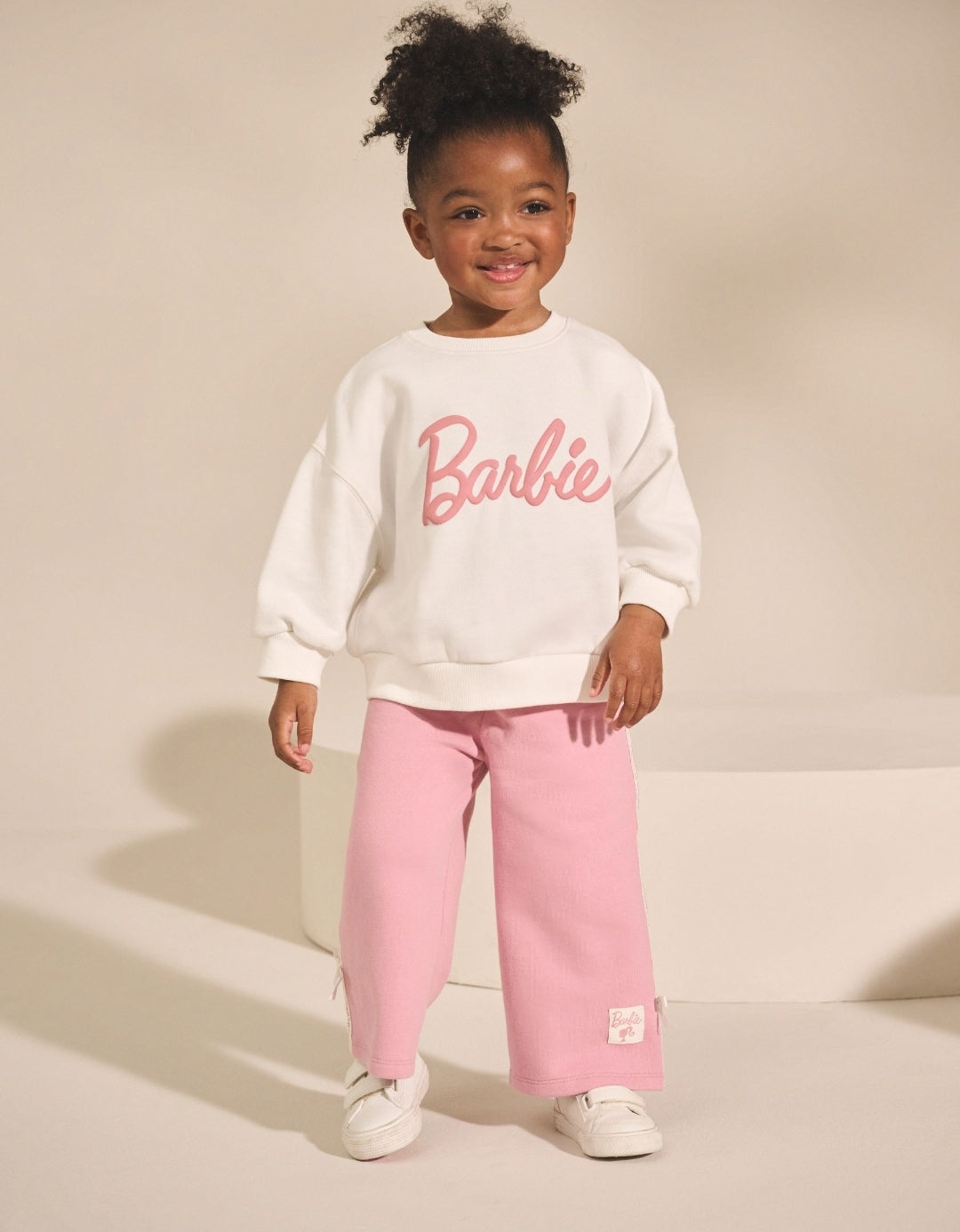 Cream/Pink Barbie Sweatshirt & Wide Leg Joggers Set