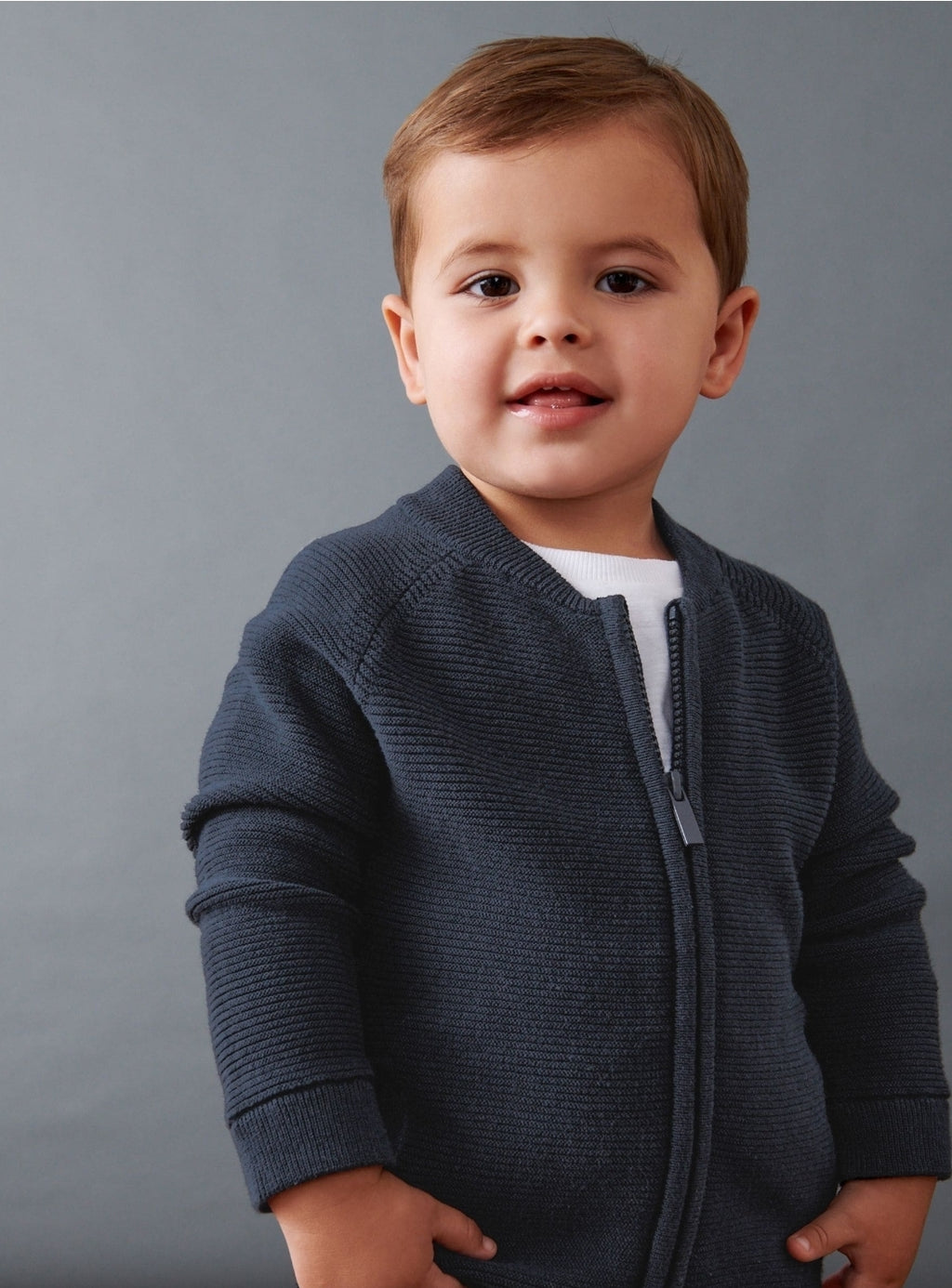 Navy Zip Up Cardigan