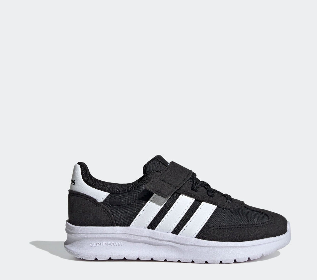 adidas Black/White Run 70s 2.0 Hook and Loop Kids Trainers