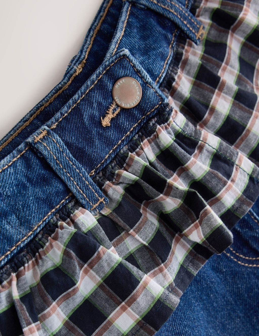 Blue Check Denim Peplum Wide Leg
Jeans