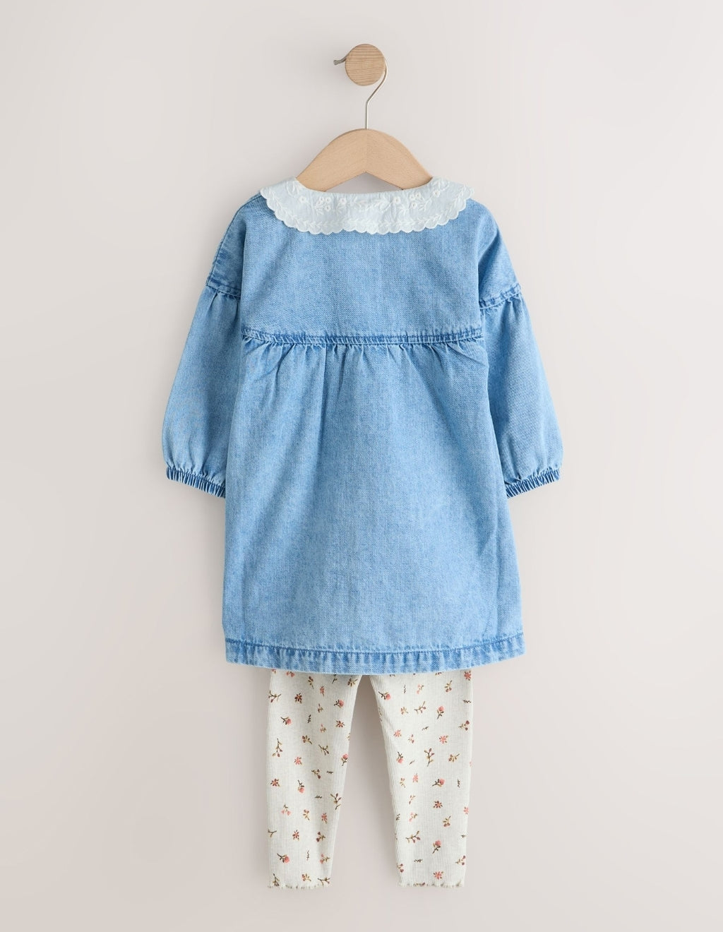 Denim Character Shirt Dress And Leggings Set