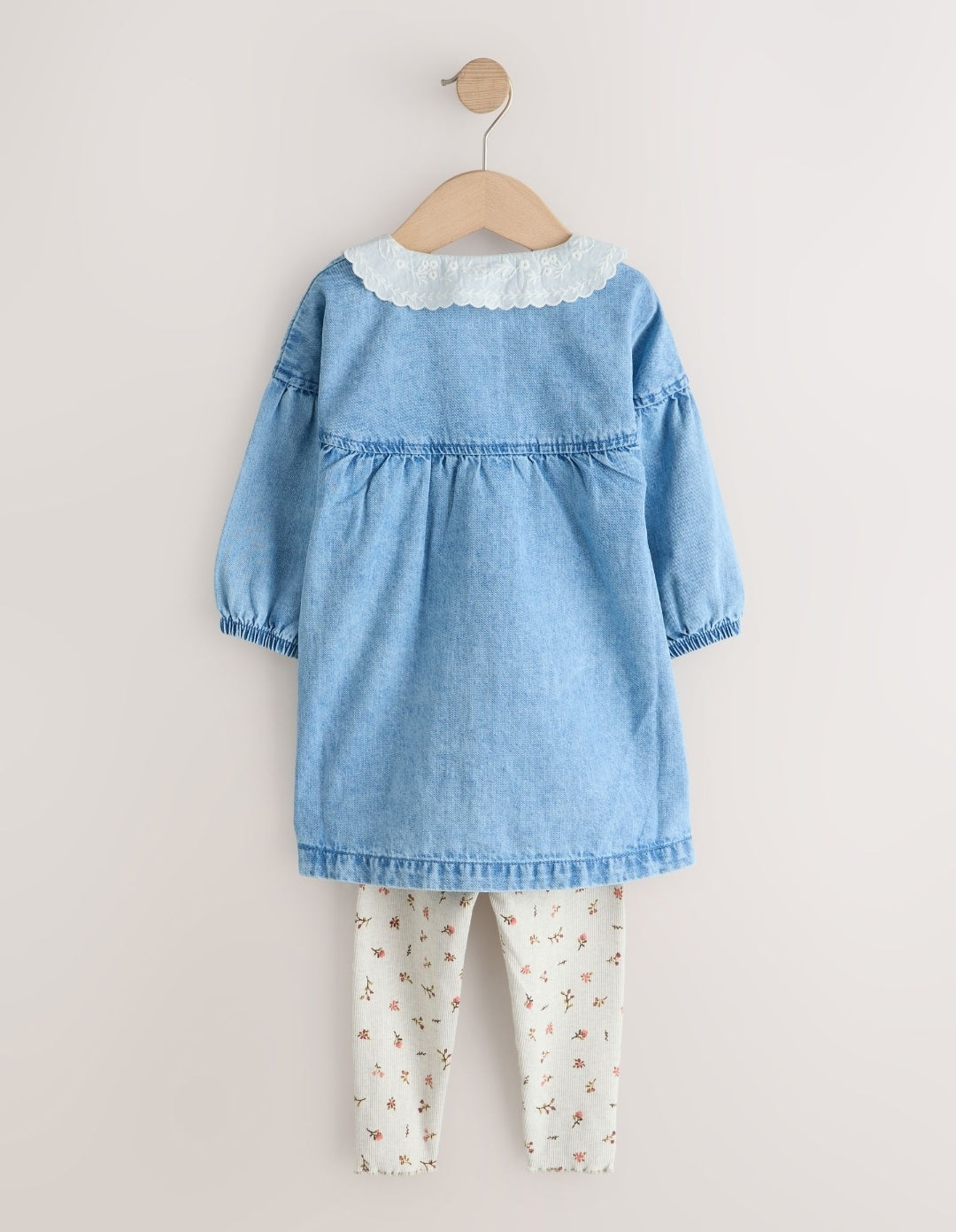 Denim Character Shirt Dress And Leggings Set