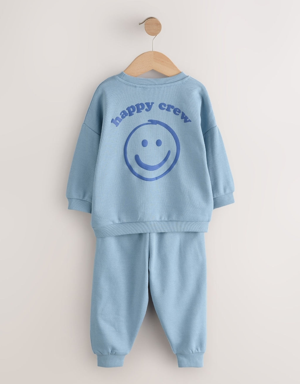 Light Blue Single Printed Crew Neck Sweat Top & Joggers Set