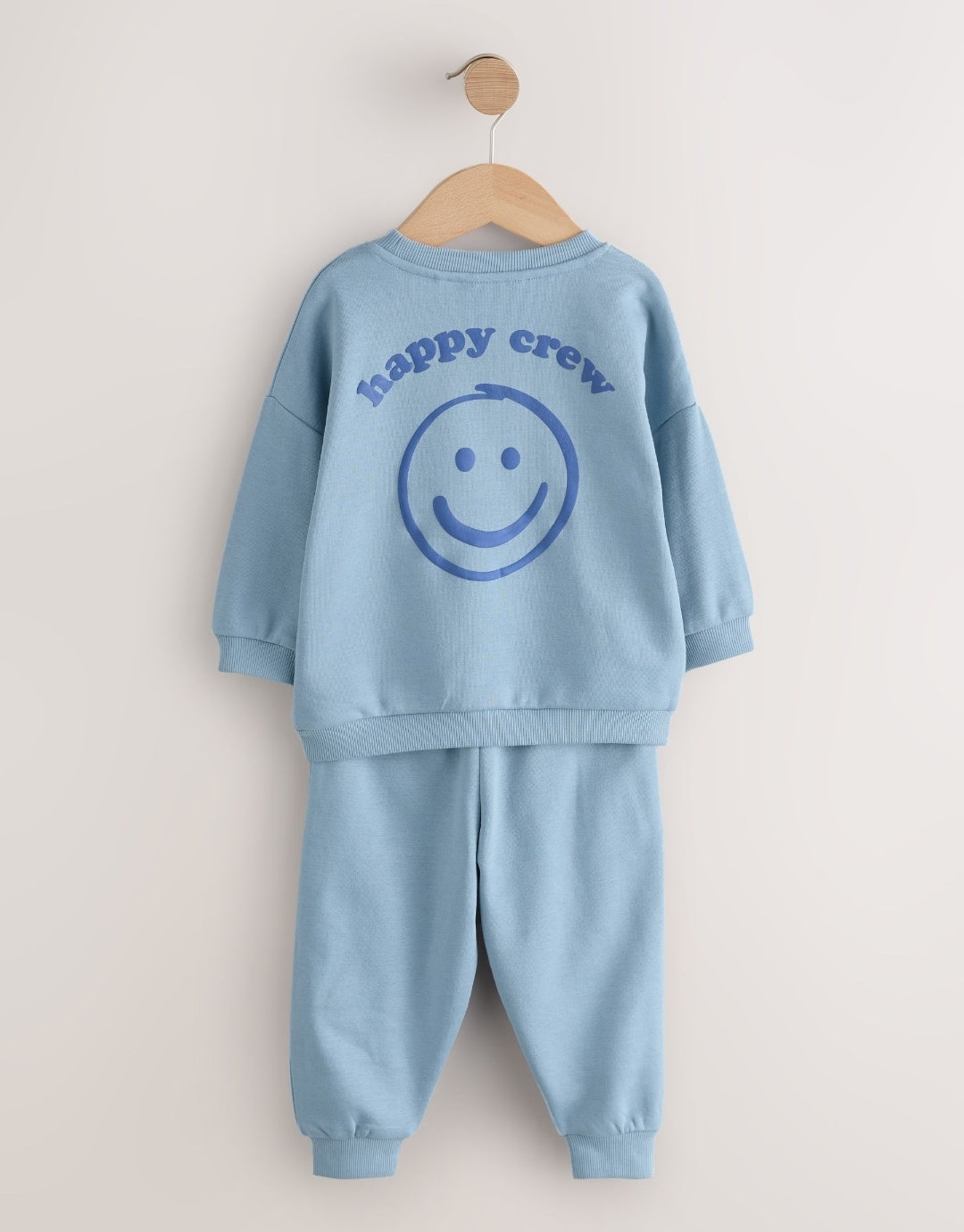 Light Blue Single Printed Crew Neck Sweat Top & Joggers Set