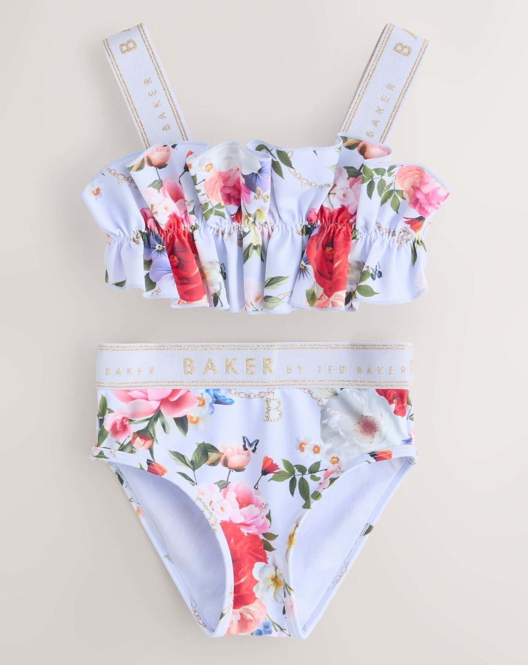 Baker by Ted Baker 2 Piece Lilac
Purple Printed Floral Ruched Biki