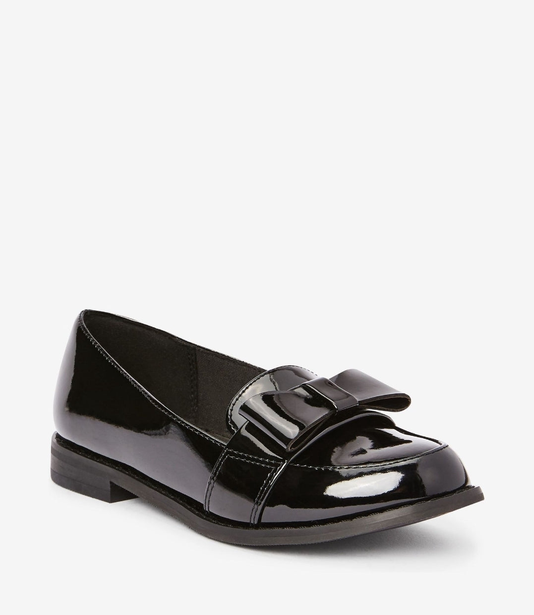 Black Patent School Bow Loafers