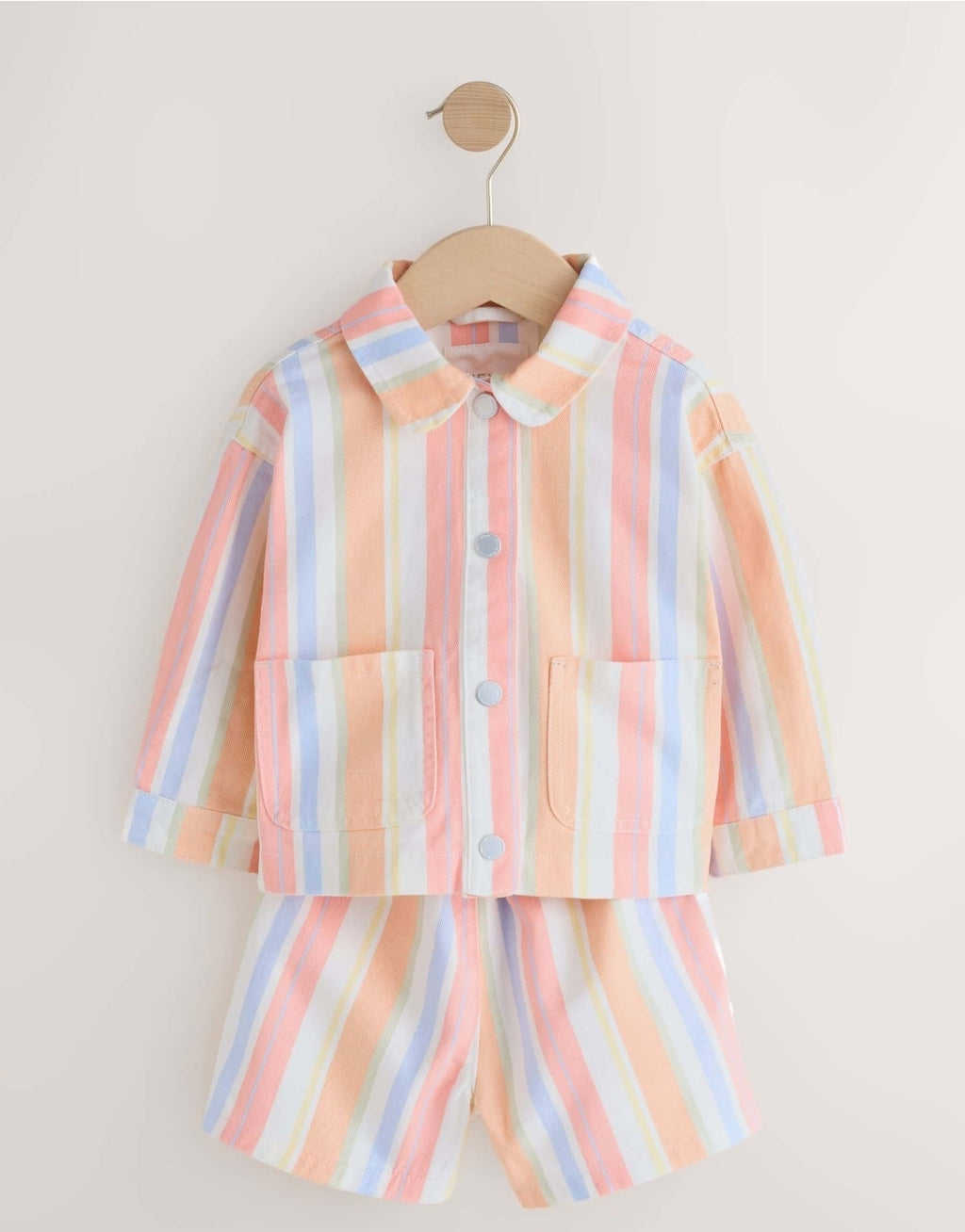 Multi Stripe Printed Jacket And Shorts Set
