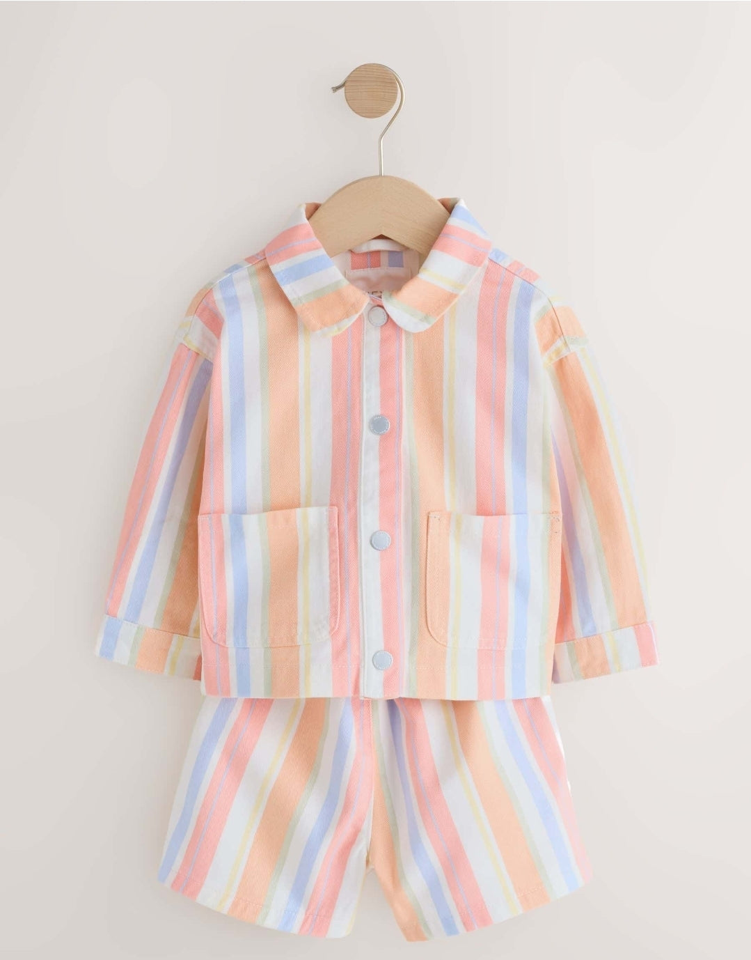 Multi Stripe Printed Jacket And Shorts Set