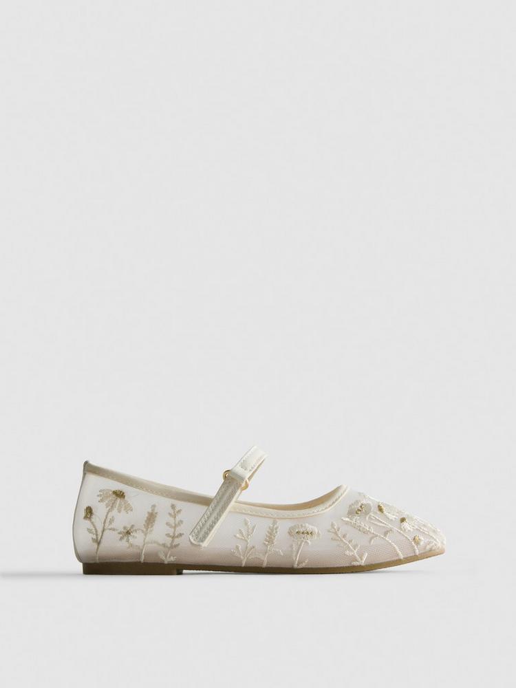 The Edit Embroidered Ballet Pumps