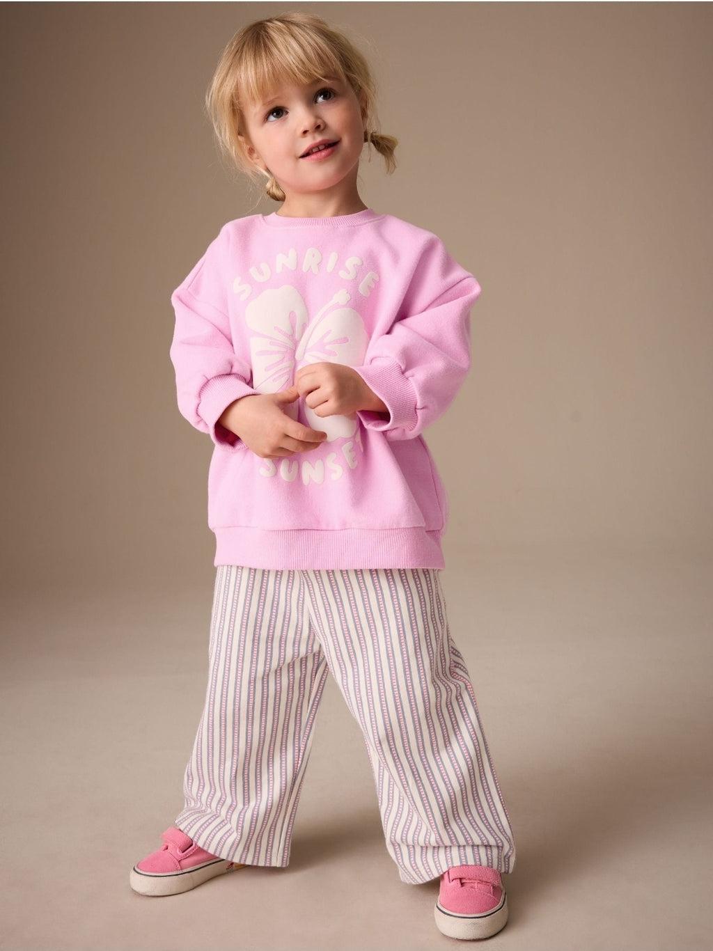 Pink Sweatshirt & Wide Leg Trousers Set