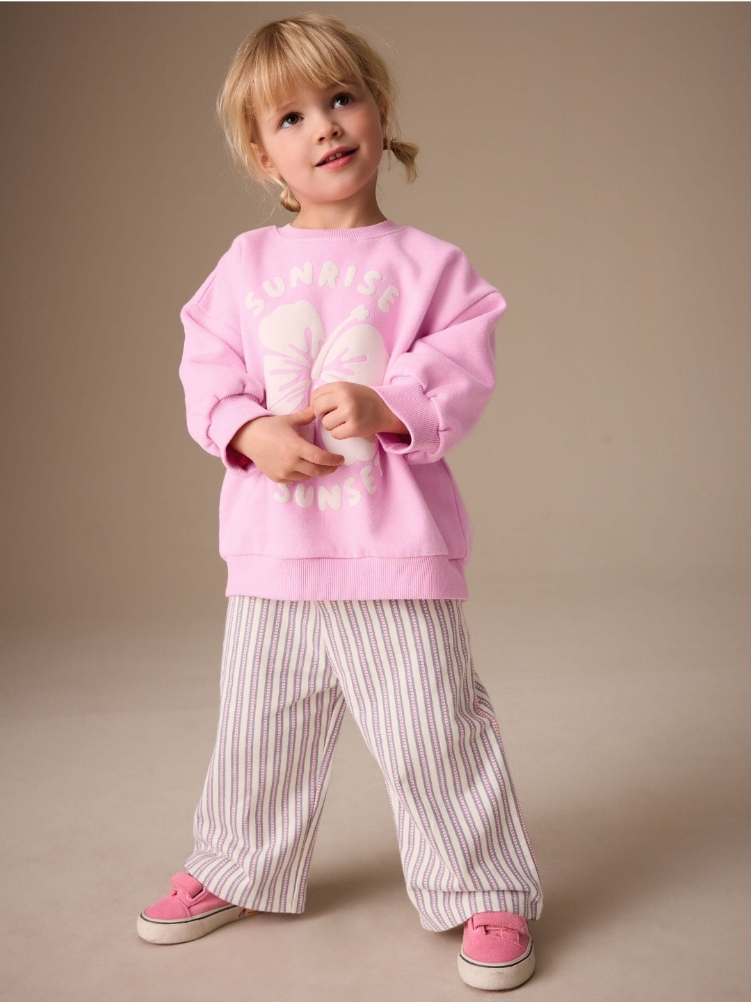 Pink Sweatshirt & Wide Leg Trousers Set
