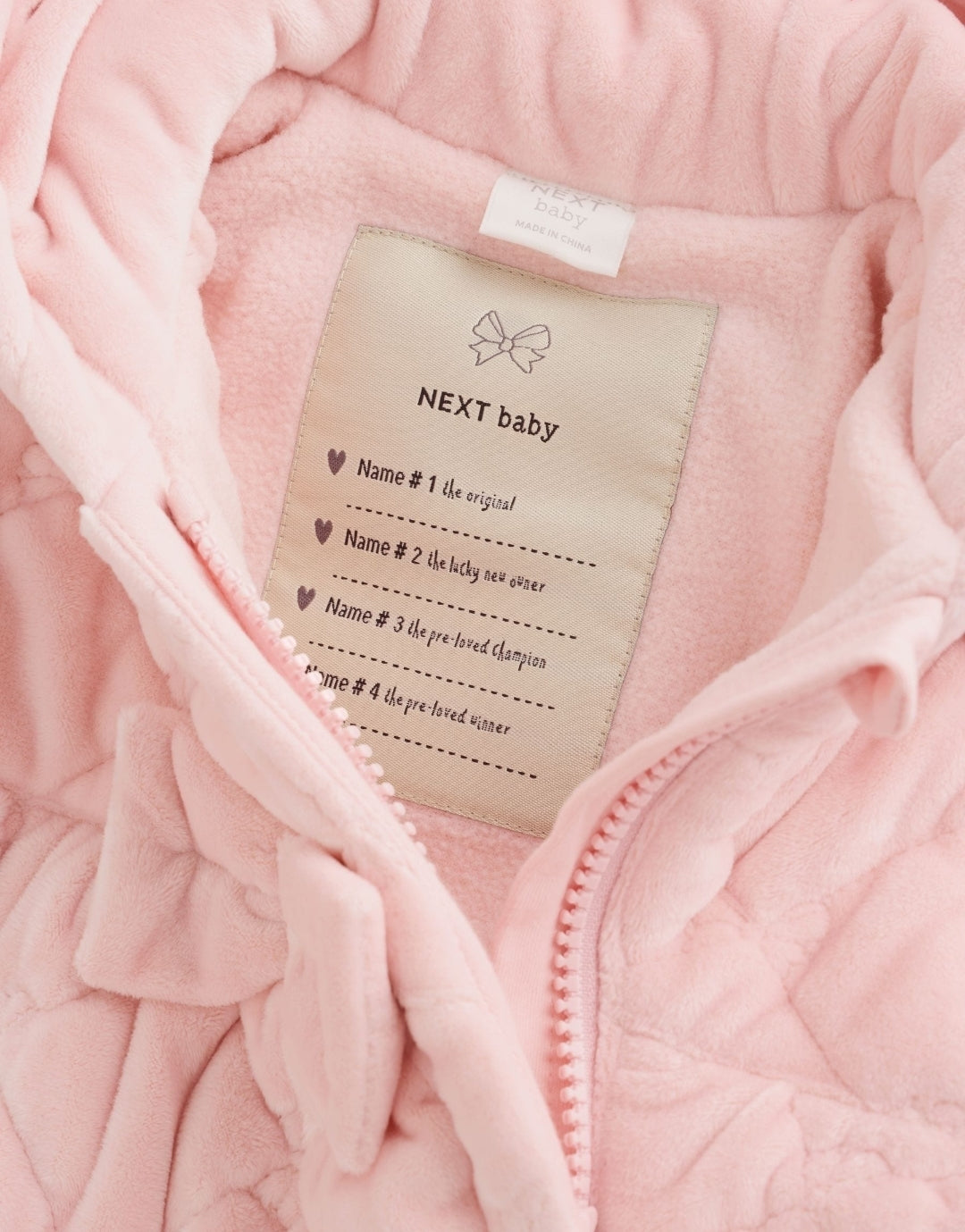 Pink Velour Zip Through Quilted
Baby All-In-One
