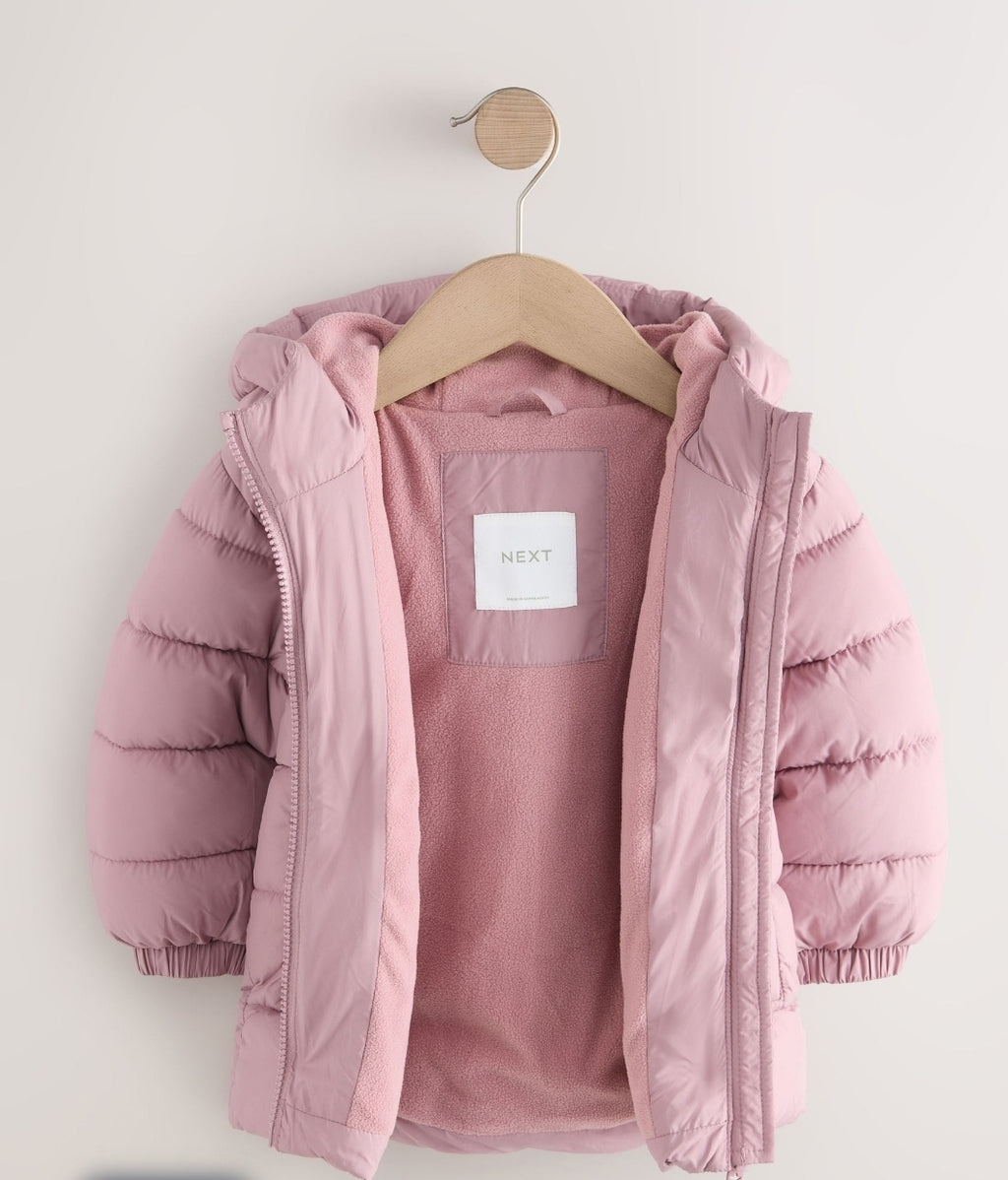 Pink Shower Resistant Fleece Lined Padded Coat