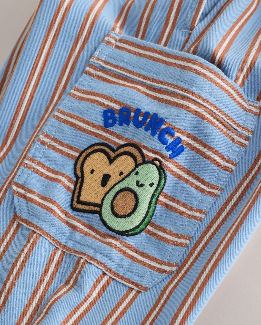Blue/Rust Brunch Stripe Side Pocket Wide Trousers