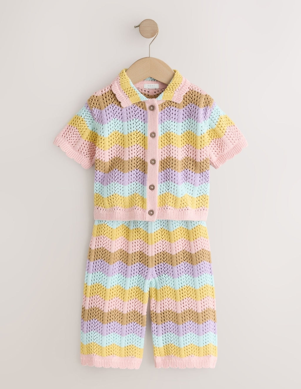 Multi Stripe Knitted Shirt and Trousers Set