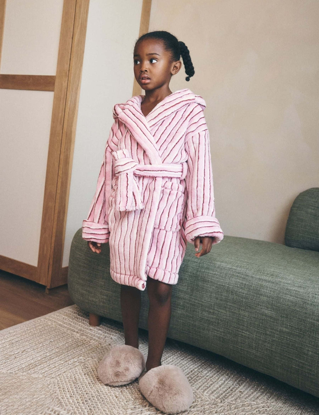 Pink/Cream Striped Fleece Dressing
Gown