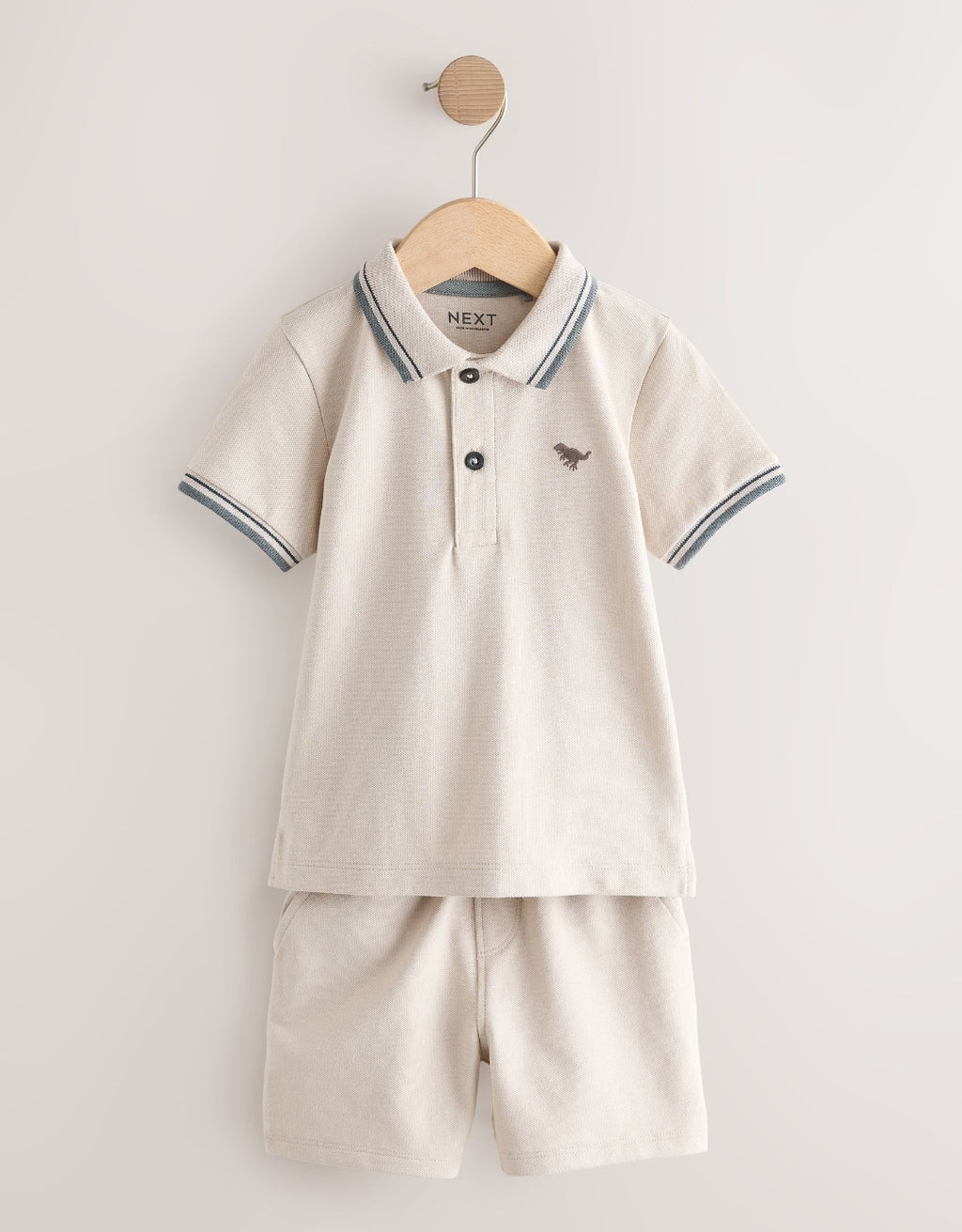 Neutral Short Sleeve Polo Shirt and Shorts Set