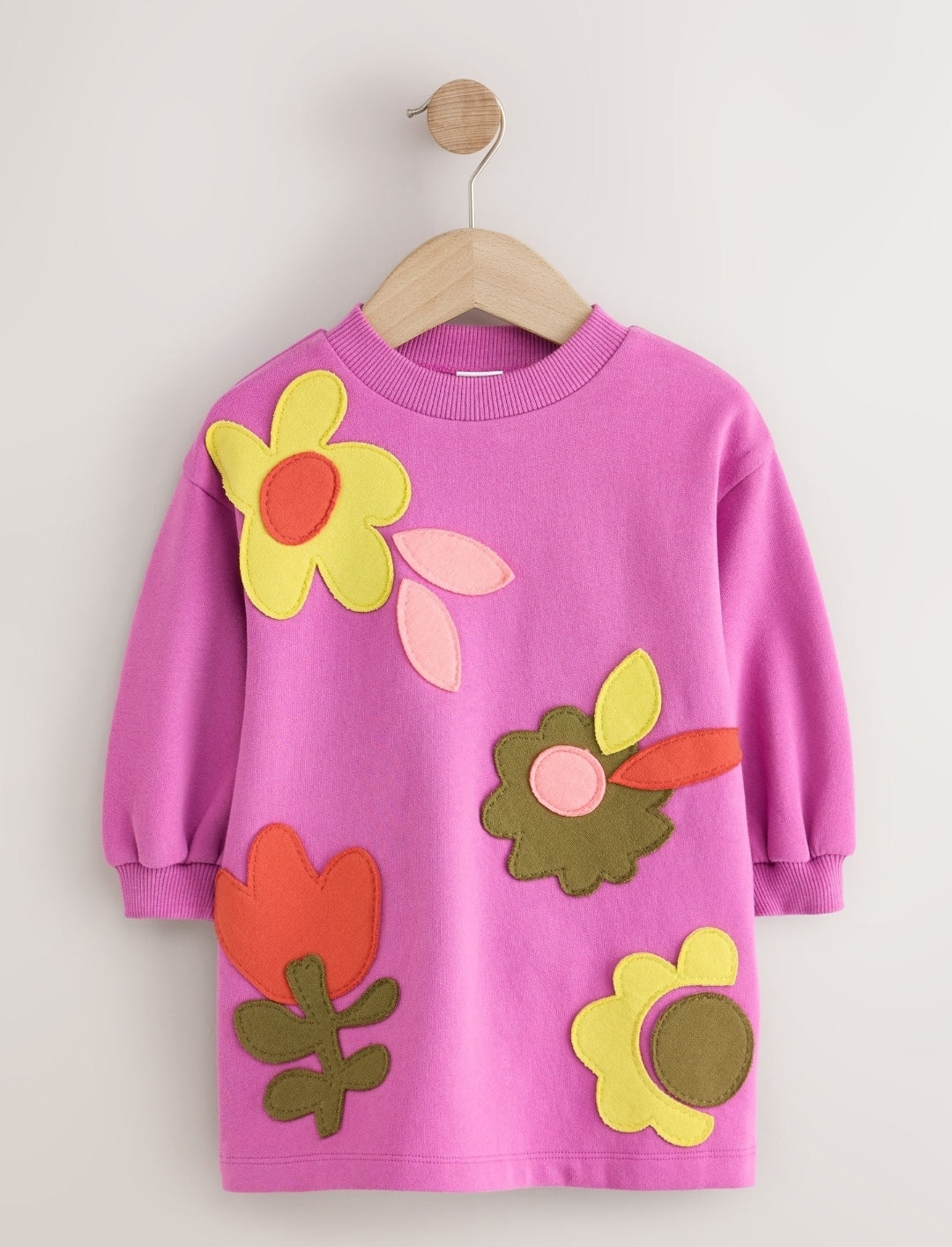 Purple Flowers Long Sleeve Sweat Dress