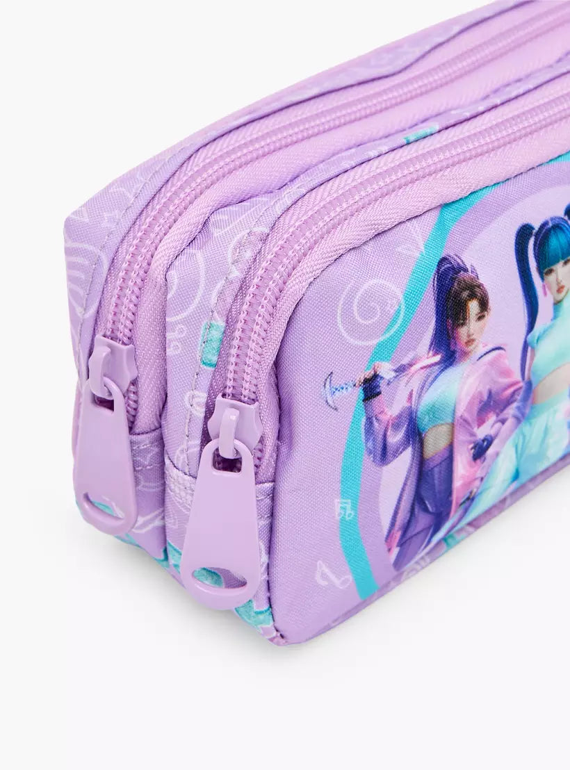 MustTeam KPop Demon Hunters Print Pencil Pouch with 2 Compartments
