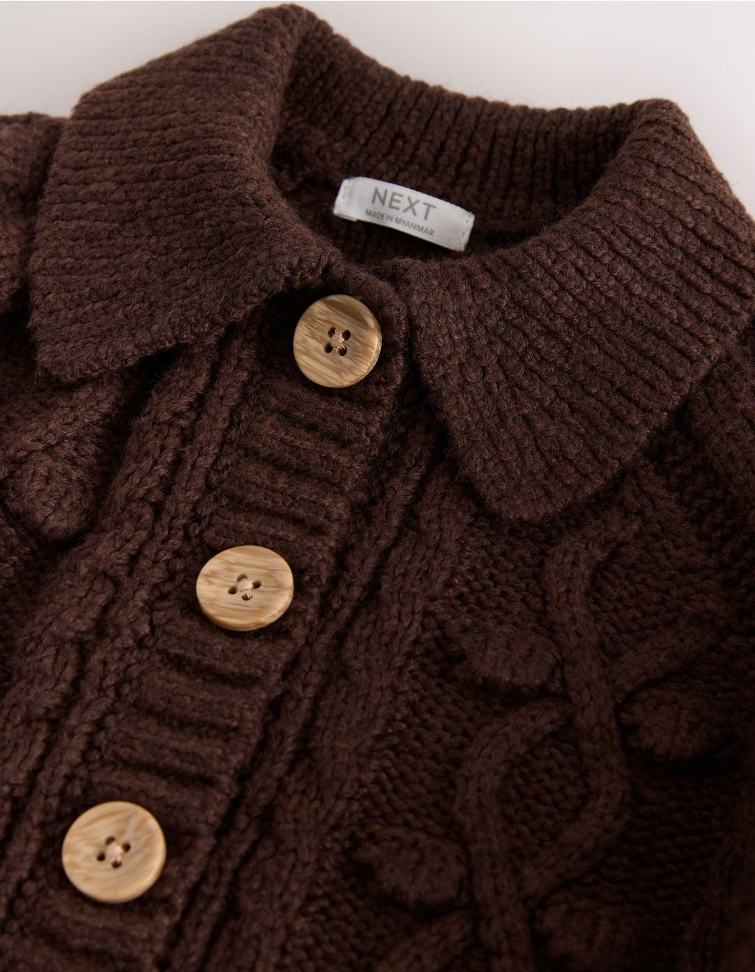 Chocolate Brown Chunky Bobble Cardigan