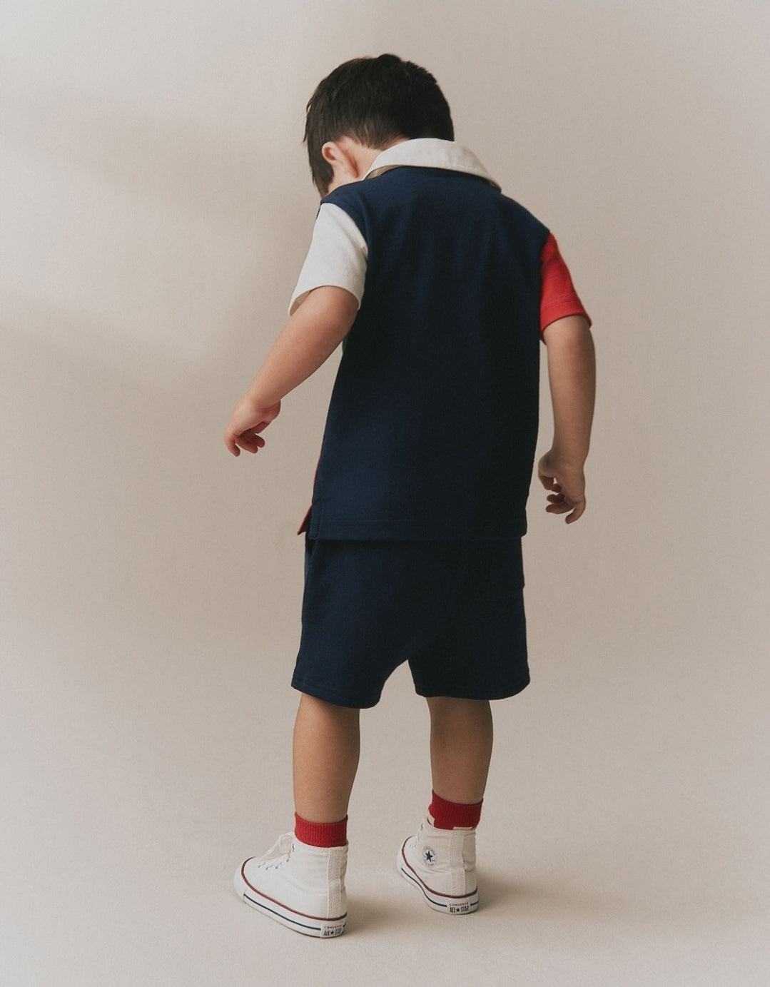 Red/Blue/Green Colourblock Short Sleeve Polo Shirt and Shorts Set