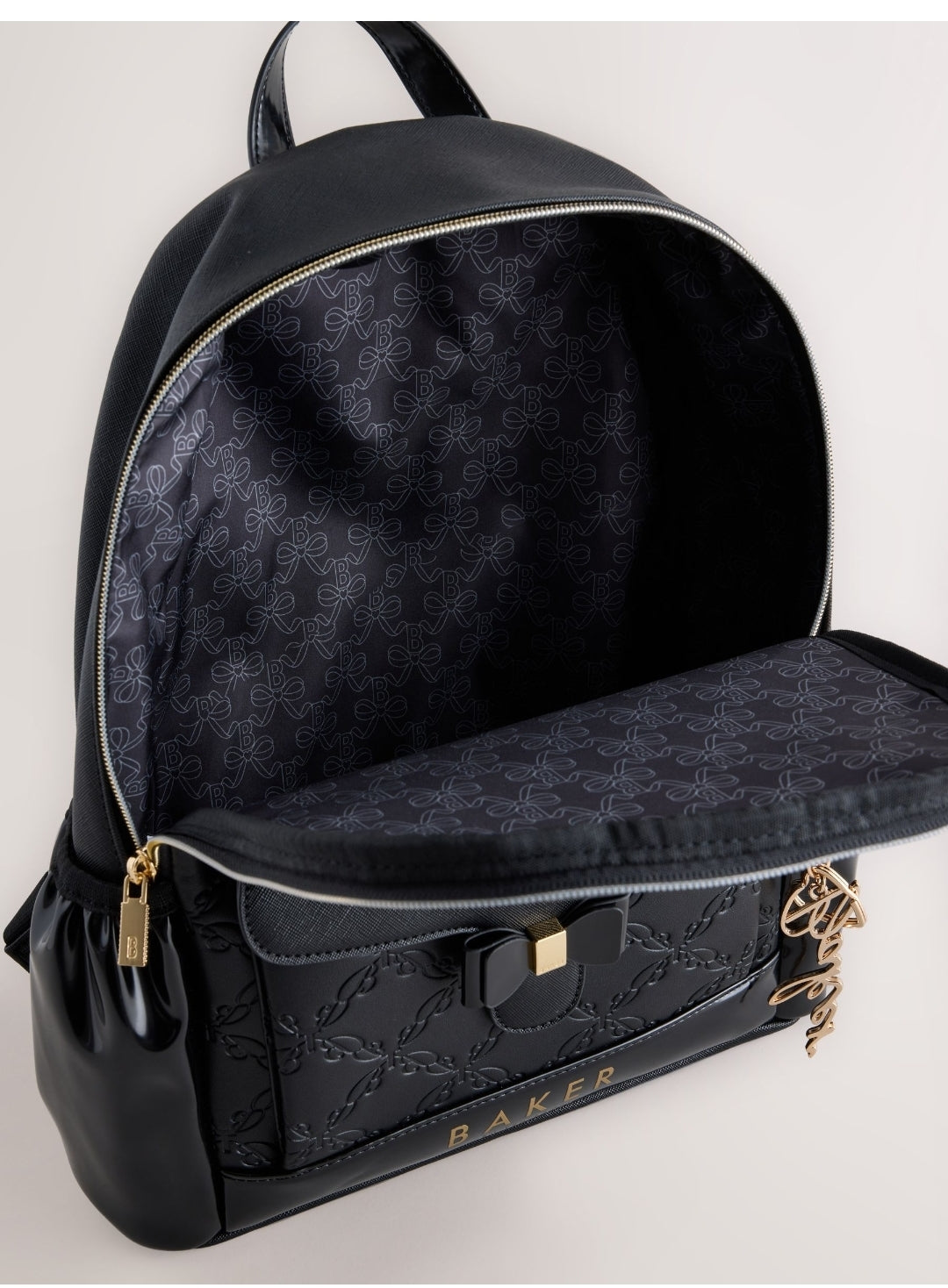 Baker by Ted Baker Back to School Black 
Embossed Bow Backpack