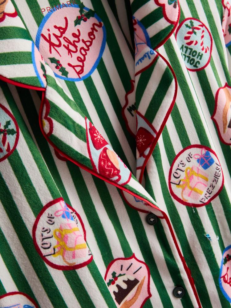 Primark Striped Christmas Plush Boyfriend Pyjamas