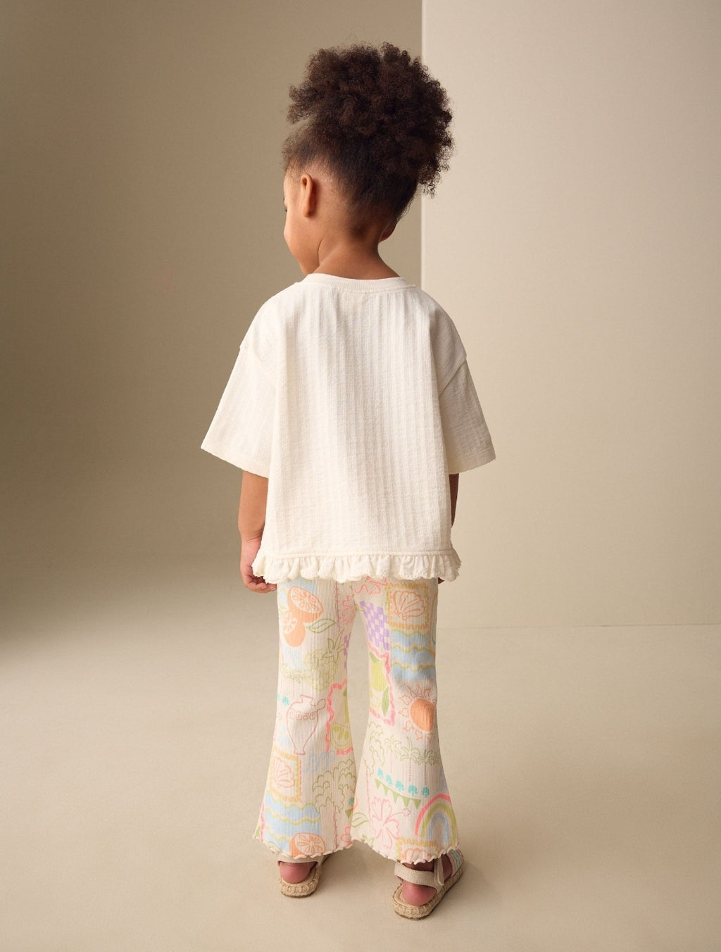White Rainbow Short Sleeve Top and Flare Set