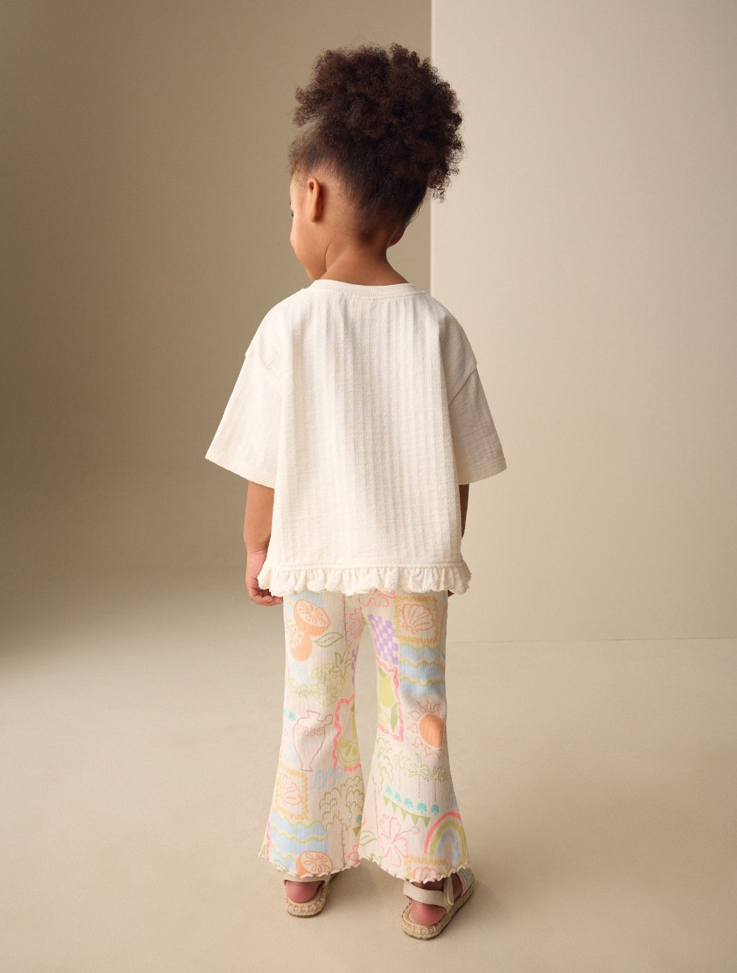 White Rainbow Short Sleeve Top and Flare Set