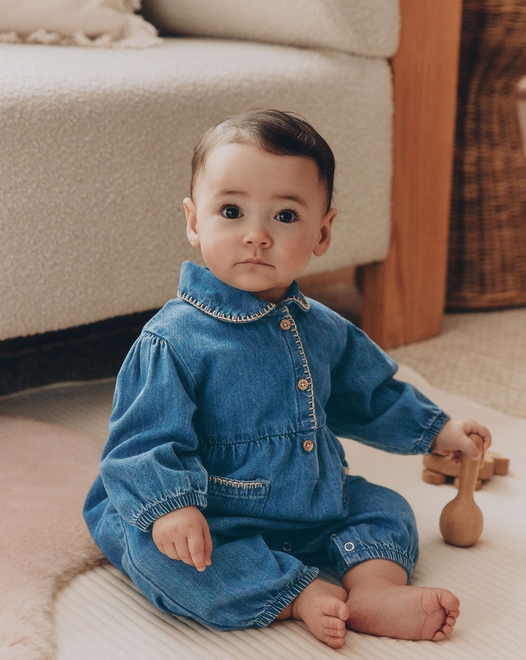Denim Blue Baby Romper