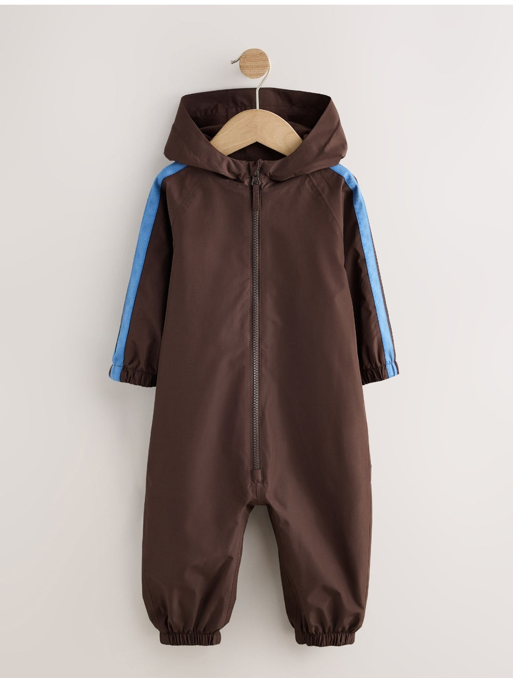 Brown Side Stripe Waterproof Fleece Lined Puddlesuit