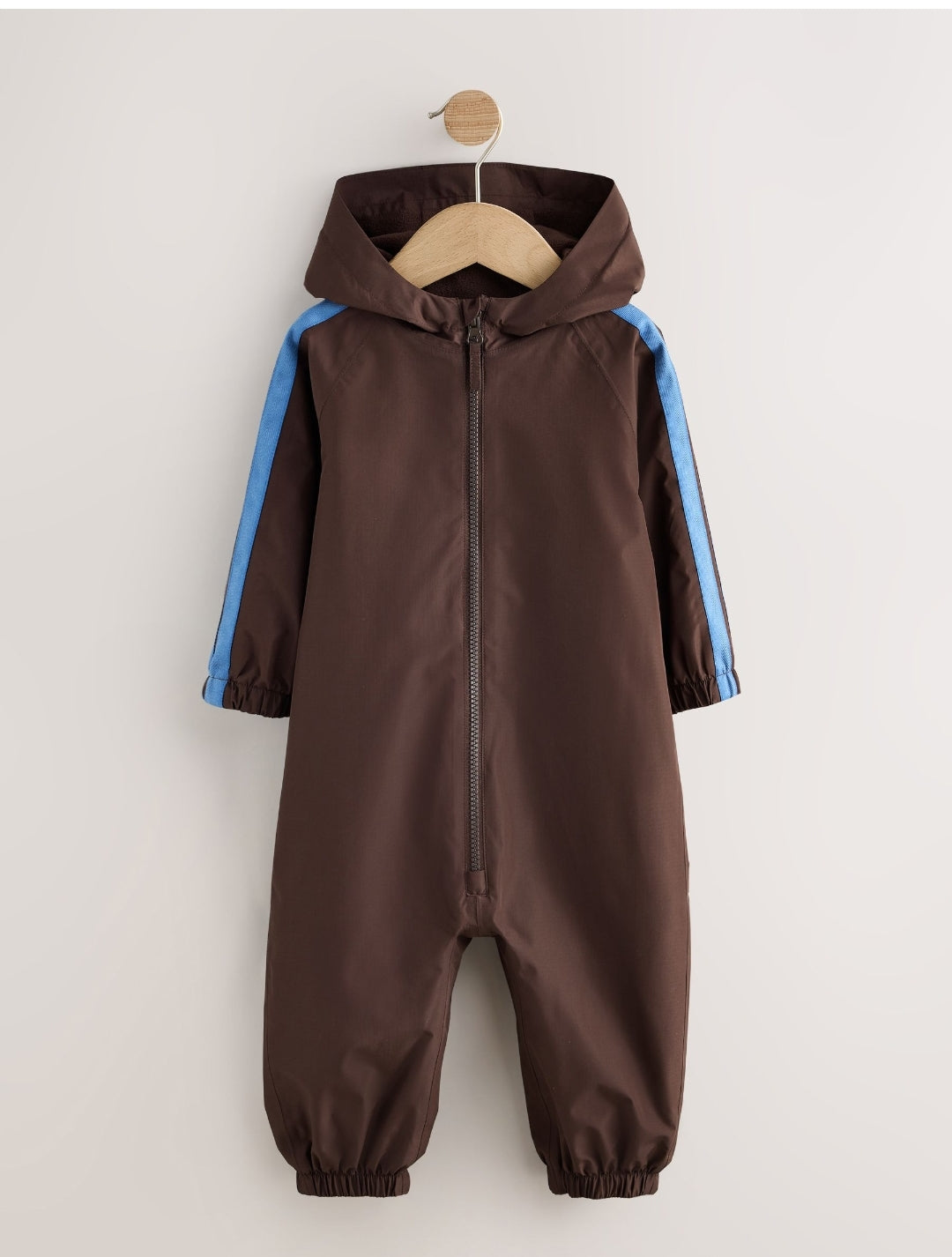 Brown Side Stripe Waterproof Fleece Lined Puddlesuit
