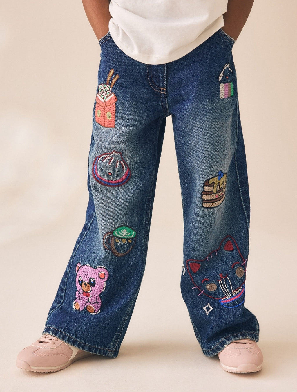 Fun Embroidered Wide Leg Jeans