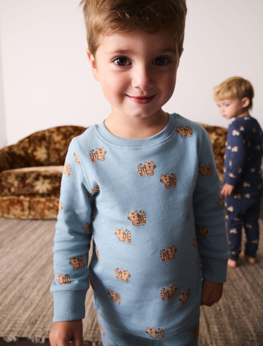 Blue/Green/Navy Animal Mini Print Snuggle Pyjamas 3 Pack