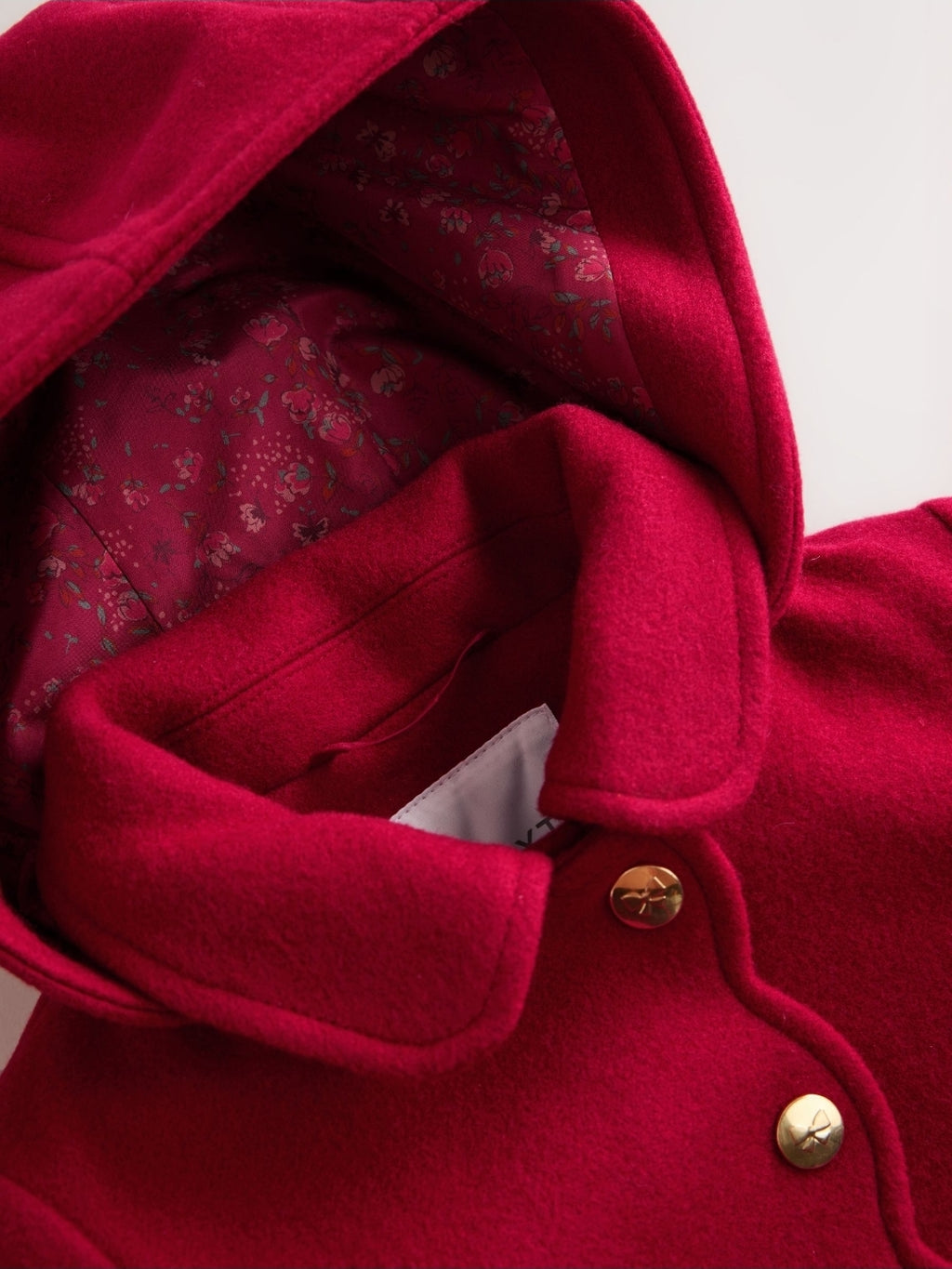Red Hooded Coat With Wool