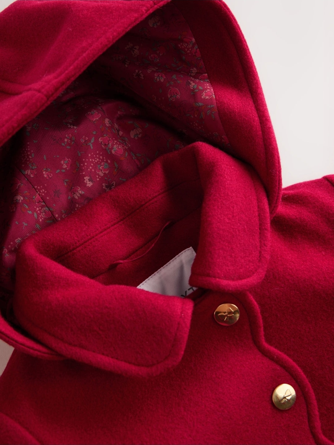 Red Hooded Coat With Wool