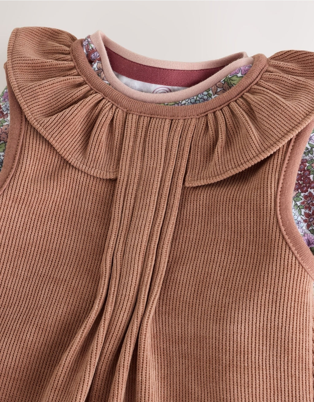 Chocolate Brown Corduroy Baby Long Sleeve Bodysuit And Dungar