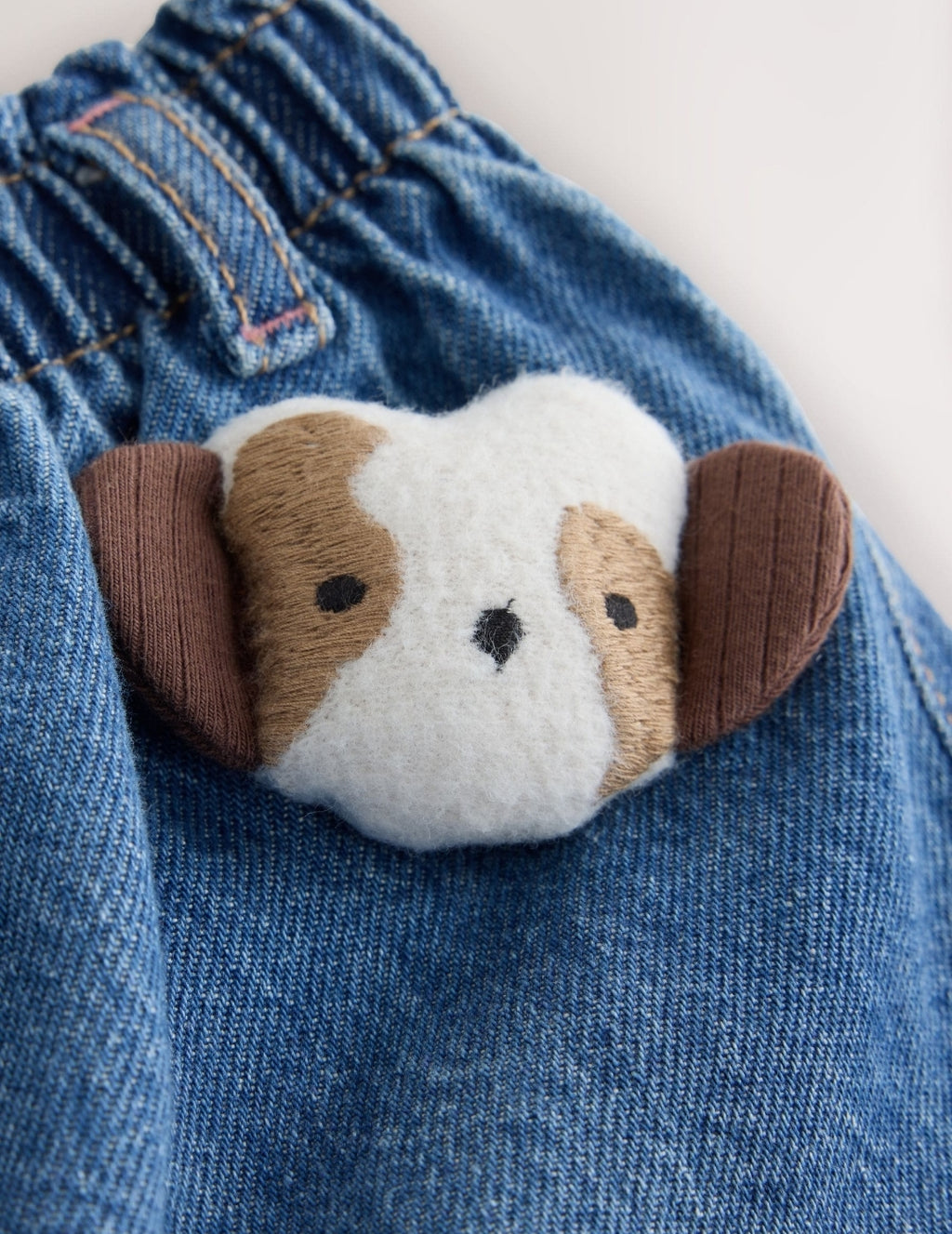 Dog Embroidered Mom Jeans