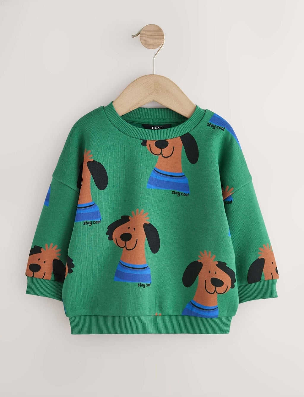 Green All Over Printed Crew Neck Sweat Top