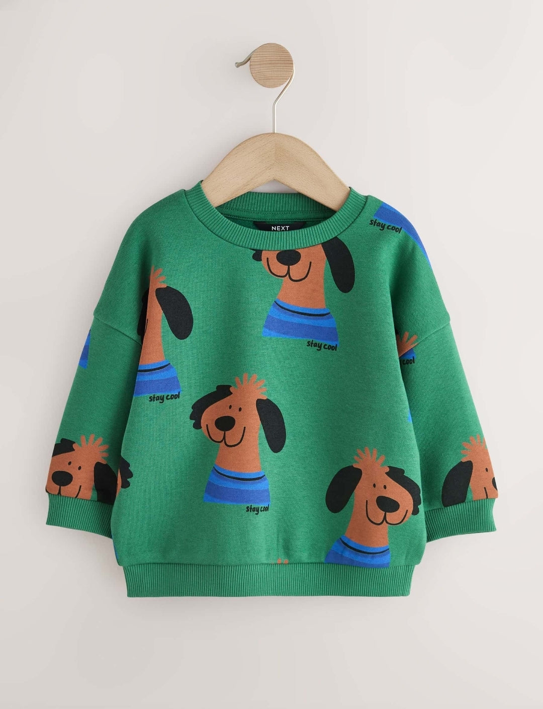 Green All Over Printed Crew Neck Sweat Top