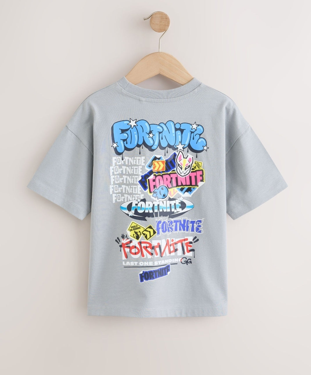 Grey Fortnite Print Short Sleeved
T-Shirt