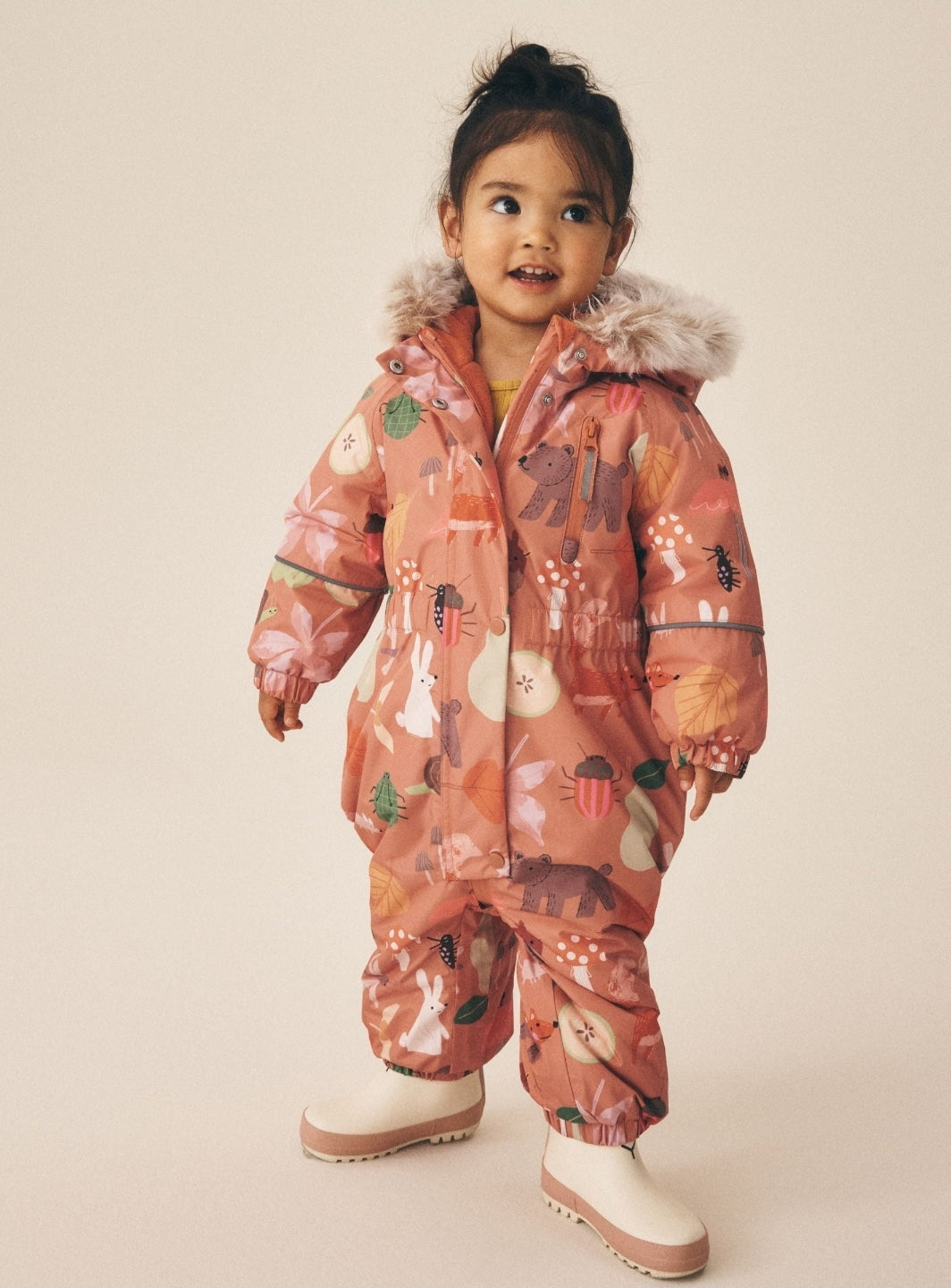 Orange Characters Waterproof Printed Snowsuit