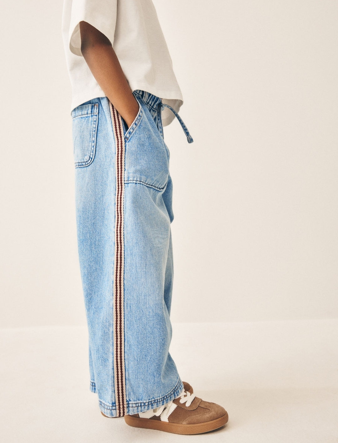 Red Side Detail Wide Leg Jeans
