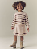 Ecru and Chocolate Stripe Rib Skirt Set