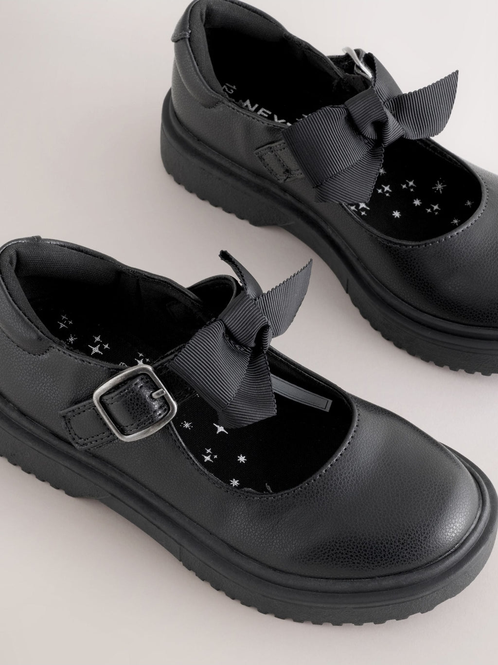 Black Matt Standard Fit (F) Bow Chunky Mary Jane School Shoes