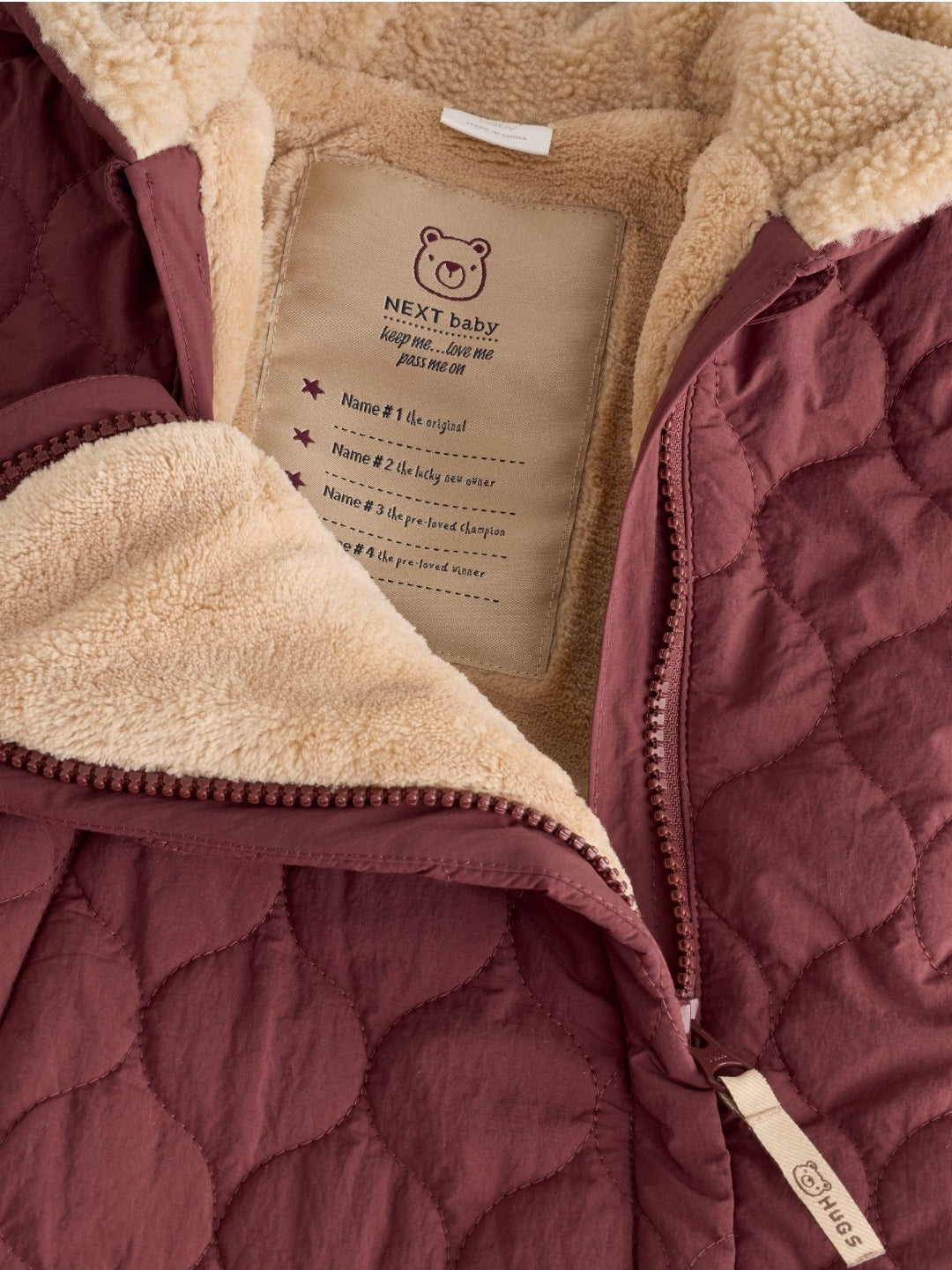 Burgundy Red Quilted Hooded
Nylon Baby All-In-One
