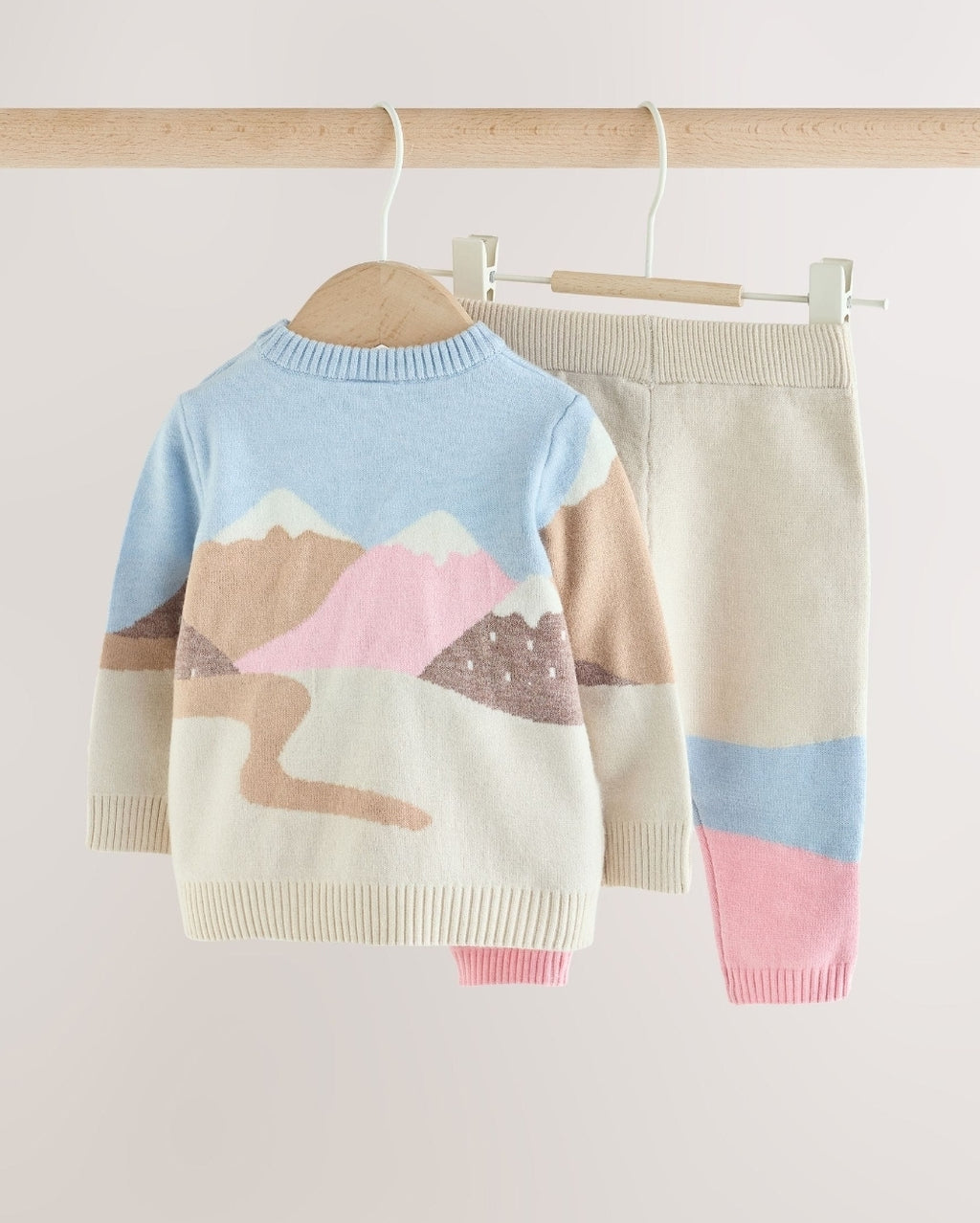 Ecru Bunny Character Knitted Scene Jumper and Leggings Baby