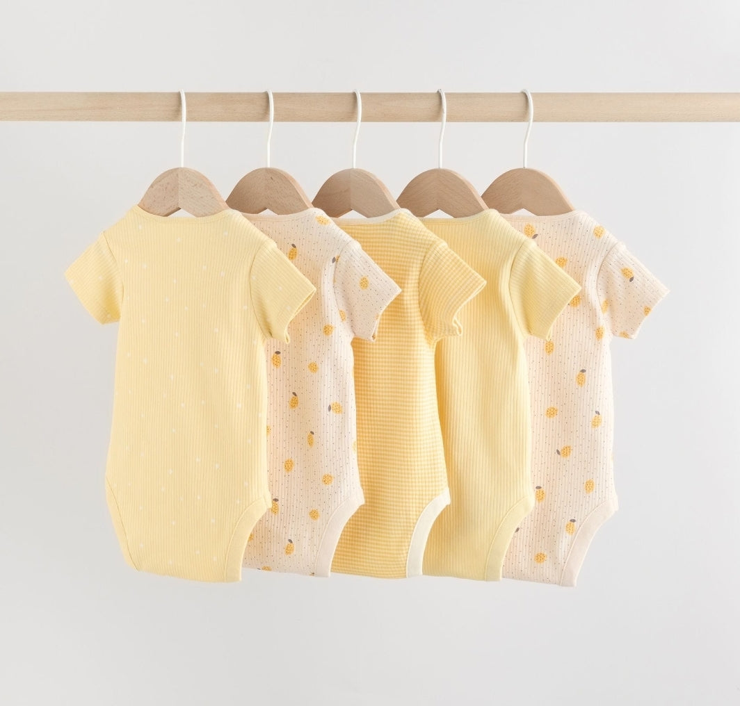 Yellow Lemons 5 Pack Short Sleeve
Baby Bodysuits