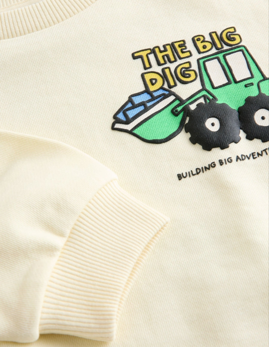 Buttermilk Yellow Digger Back Printed Crew Neck Sweat Top