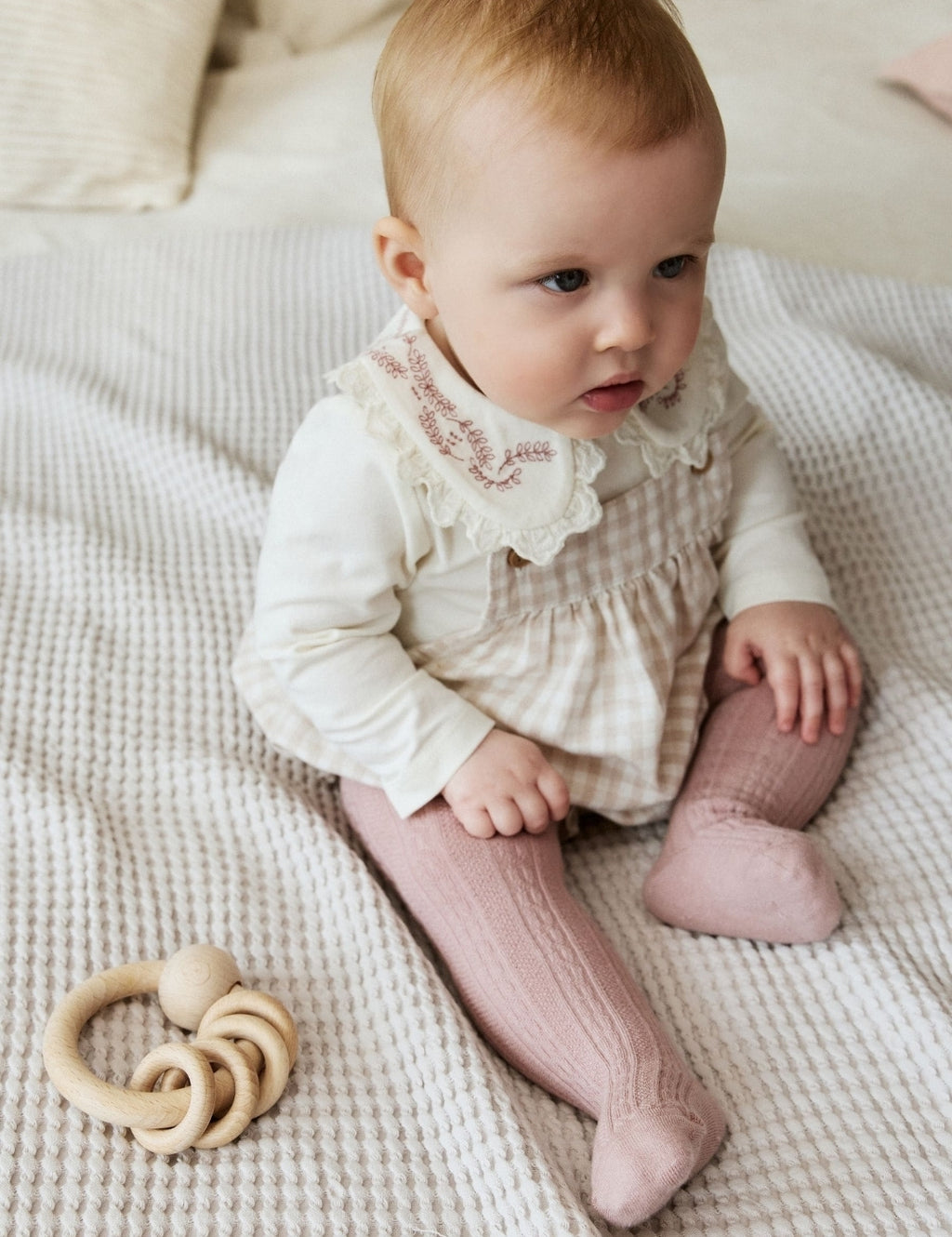 Pink Bubble Romper Long Sleeve Bodysuit Cardigan and Tights